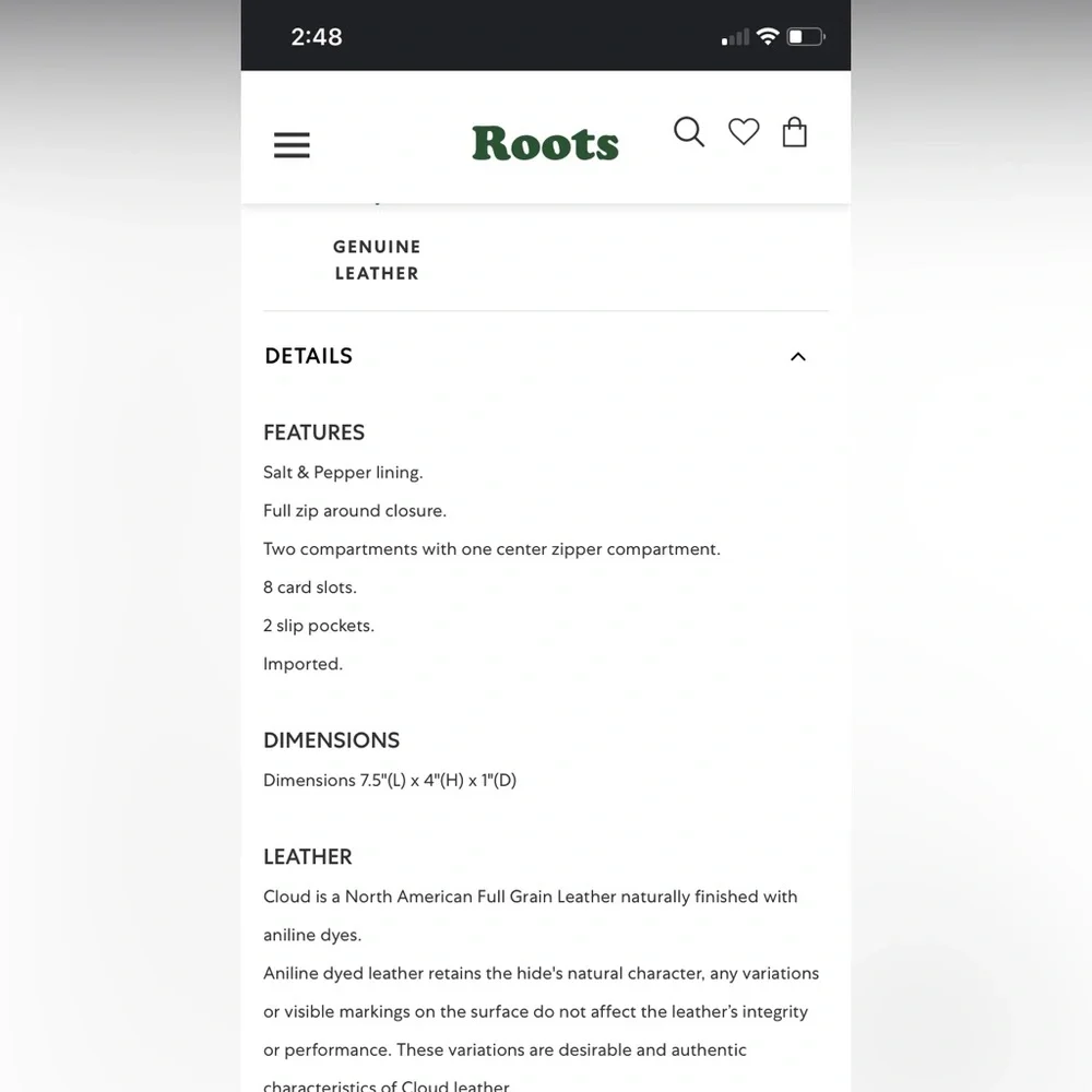 ROOTS LEATHER Cloud Zip Around Clutch USED ONCE ONLY - Picture 8 of 10